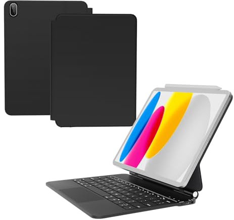 Nuflaz Clavier pour iPad 10e Génération & iPad 11 (A16, 2025) – Rétroéclairé 7 Couleurs, AZERTY Français, Pavé Tactile, Fixation Magnétique, Coque Clavier Ultra-Fin – Noir Gris, X8