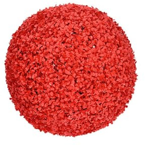 Bola De Topiario De Plantas Artificiales, Bolas De Boj De Imitación, Esferas De Jardín, Bolas Decorativas Con Hojas, Planta De Imitación Para Patio Trasero, Porche, Boda Y Decor(Size:28cm,Color:rojo)