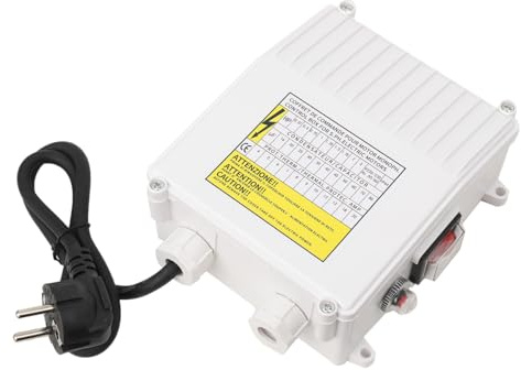 ECUTEE Druckschalter Pumpensteuerbox Pumpensteuerung Brunnenpumpe 750W Schalt Control Box Schaltbox Steuerkasten für Tiefbrunnen Tiefbrunnenpumpe Tauchpumpe Wasserpumpe, 35uf 8A mit 70cm Kondensator