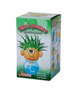 Tete d'herbe a Pousser Monsieur Gazon Green - Bonhomme Cheveux a Couper - Plante, Nature, Jardinage - Set Jouet Enfant et Une Carte
