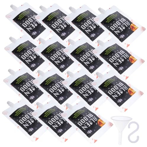 KICHOUSE 40stücke Teiliges Blood Storage Bags Mit Lustigem Außerirdischen-Design Inklusive Trichter Und Haken Creepy Getränkebeutel Für Halloween Cosplay Und Festival-deko Für Bars Und Part