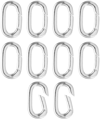 PATIKIL Spring Oval Clip Pendant Clasp, 10Pcs Spring Ring Buckle Necklace Clasps and Closures Charm Clasp Necklace Bracelet Extender Connector for Jewelry Making (S, Silver)