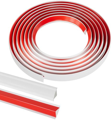 GELINTONG New Upgrade Flexible Quadrant Trim,6M,Self Adhesive Caulk Strip,Wall Inside Corner Trim,Molding Trim,Edging Strip for Skirting Board,Countertop,Ceiling,Floor Beading,Laminate, White