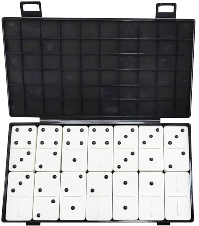 MAUJOY Juego de dominó para ciegos, juego doble portátil de 6 juegos con 28 piezas, doble resistente al tacto, seis juegos con puntos elevados para una visión débil, discapacidad visual y trastorno de
