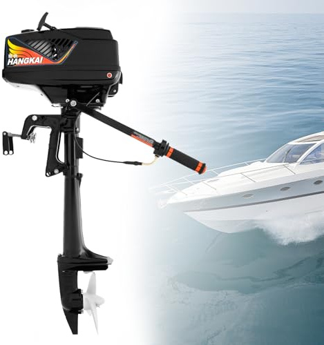 2 Takt Außenbordmotor 55CC, 3,6 PS/2,6 KW 5500 U/min Außenbordmotor Benzinmotor mit Wasser- & Luftkühlung, CDI Zündsystem, Leiser Außenborder, Bootsmotor für Schlauchboote, Kajak