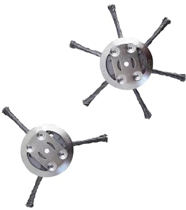 5.9 Inch (150mm) OD & 1.95in (5mm) ID Universal Steel Wire Brush Head, Knotted Trimmer Wheel for Lawn Mower Strimmer, Garden Moss Weed Rust Remover 3 head 2pcs