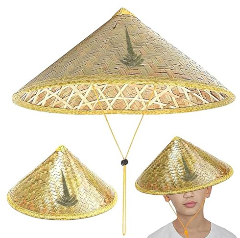 Cappello Asiatico Da Sole - Cappello Orientale Cinese, CappelloDa Sole Asiatico Coolie, CappelloIn Rattan Con Cinturino Regolabile Impermeabile, CappelloPioggia Per Viaggi, Pescas Giardinaggio