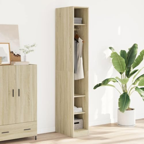 Frdhee Kleidung Schrank Kinder Kleiderschränke,Kleiderschrank -Eiche 30x50x200 cm Holzwerkstoff,Vorratsschrank für Büro,Wohnzimmer oder Schlafzimmer