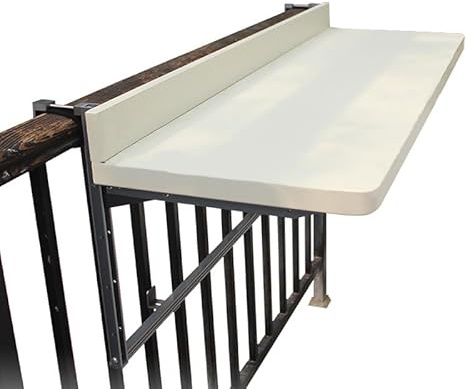 Verstellbarer Balkonhängetisch für den Außenbereich, platzsparend, zusammenklappbar, für Terrasse und Terrasse, 80 cm, weißer Beistelltisch für Geländer