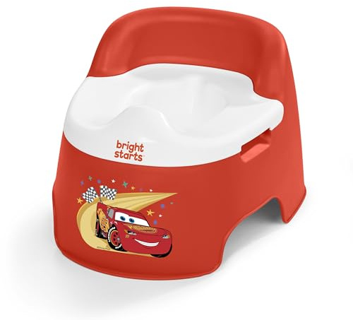 Bright Starts Disney and Pixar Cars Full Comfort Potty Training Toilet, Easy Clean Removable Bowl, Splash Guard, High Back for Comfort & Stability, Toddlers up to 50 lbs