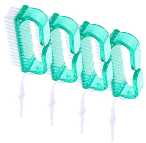JOINPAYA 4 Pezzi Spazzola per Unghie Manico in Plastica Verde Spazzola per Pulizia Unghie Mani e Piedi Strumento Compatto per Pedicure e Manicure Pulizia Precisa Portatile e Morbida