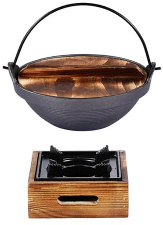 JECOMPRIS Casserole Japonaise en Fonte 20 Cm Antiadhésive avec Four Aluminium Petit Format pour Camping Extérieur Cuisine Familiale – Marmite Résistante Haute Température et Isolation