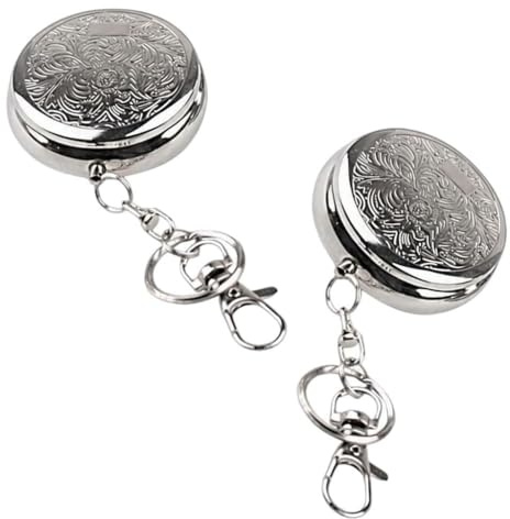 2 Stück Taschenaschenbecher Silber,Geruchsdicht,Mini Edelstahl Fahrzeug Zigaretten,Taschen Aschenbecher für Unterwegs,Mit Schlüsselanhänger,Moderne Reiseaschenbecher,für Camping Und Outdoor,Reisen