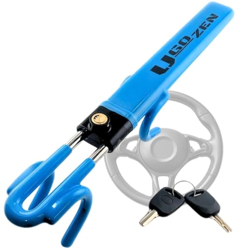 Ugozen Antivol Voiture Canne Haute Visibilité Bleu | Barre Bloque Volant Universel Dissuasif