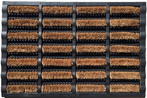 oKu-Tex Fußmatte | Fußabtreter | Türmatte | Eingangsmatte | „Java“ | mit Bürste | Kokosmatte mit Gummi | für außen | rutschfest | 40x60 cm, Natur