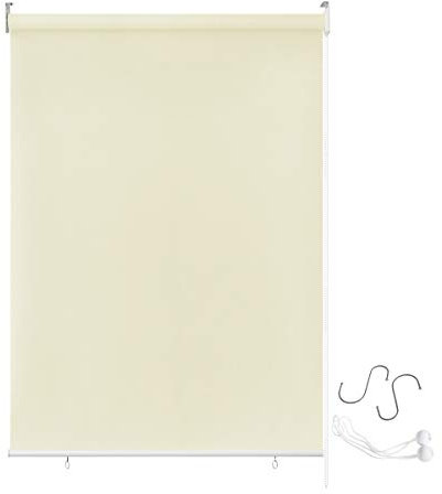 AUFUN Außenrollo Balkon Outdoor Rollo Wetterfest 180 x 240 cm Outdoorrollo Sonnenschutz Balkonrollo UV Schutz, Reflektierende Thermofunktion für Fenster & Türen, Beige