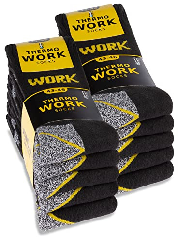 10 Paar THERMO Arbeitssocken Innenfrottee WORK Winter Socken Herren Baumwolle (47-50)
