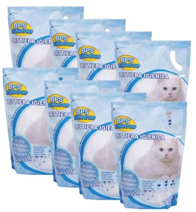 LETTIERA GATTO SILICIO 30.4 LITRI,8 BUSTE DA 3.8L, per Gatti a Lunga Durata ai Cristalli di Silicio, assorbiodore,no odore