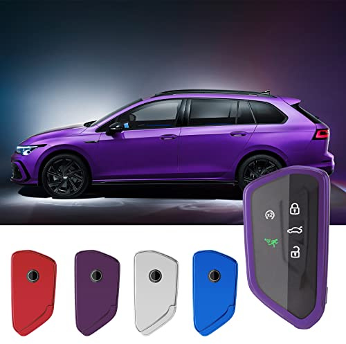 CDEFG Kompatibel mit VW Golf 8 Tiguan 3 Passat B9 ID3 ID4 ID7 Octavia 4 Enyaq iV Kodiaq Elroq Formentor Terramar 2024 2025 Schlüssel Hülle AutoschlüSsel TPU Schutzhülle Zubehör (Violettschwarz)
