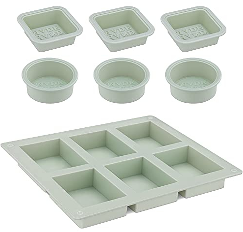Navaris Set Stampi Sapone Fatto in Casa - 12x Formine Saponette Fai Da Te Div. Forme - Stampo Silicone per Candele Saponi Home Made - Verde Salvia