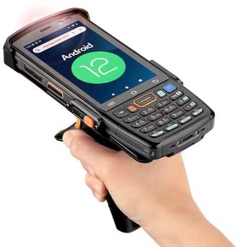 MUNBYN Mobilcomputer Android 12.0, POS Terminal Handheld PDA Scanner, Zebra Barcode-Scanner 2D Barcode, Schutzart IP67, Bluetooth, 4G, GPS, WiFi, IPDA082P mit Pistolengriff