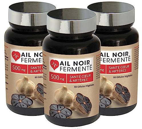 NUTRI EXPERT - Ail noir fermenté - Contribue à un taux de cholestérol normal - Protège du stress oxydatif - Favorise la circulation sanguine - Sans gluten ni allergène - Lot de 3