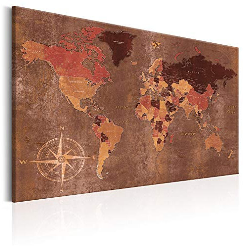 decomonkey Akustikbild Weltkarte 120x80 cm 1 Teilig Leinwand Modern Bilder Wandbilder XXL Schallschlucker Schallschutz Akustikdämmung Wandbild Deko Leise Welt Karte Landkarte Kontinente