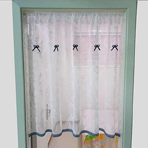 Yaland Scheibengardinen Lang Transparent mit Stickerei Kurzstores Gardinen Landhausstil Spitze Vintage Vorhänge Weiß (BxH 145x80) 1 Stück