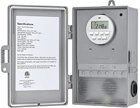 DEWENWILS Pool Pump Timer, Digital Timer Box, 2HP 40A 120-277 VAC, 7-Day 20 ON/Off Programmable Timer Switch for Water Heater, Pool Pump, SPA, Motor, ETL Listed Gray