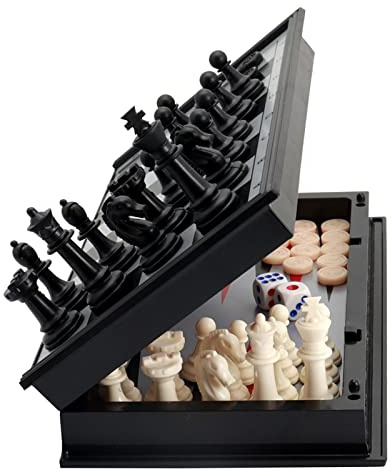KAILE 10 Magnetic Chess Sets for Kids & Adults - 3 in 1 Travel Chess Checkers Backgammon Set with Folding Case - Portable Elastic Bag