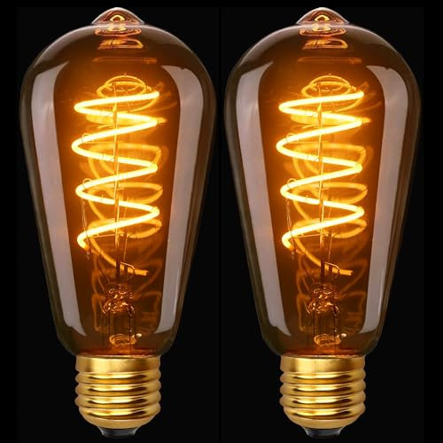 YOUDIAN Vintage LED Light Bulbs, E27 Screw Bulb, Dimmable Edison Bulbs, Energy Saving 4W Equivalent 40W, ST64 Filament Bulb, 2200K Amber Warm, 400LM, E27 LED Bulbs