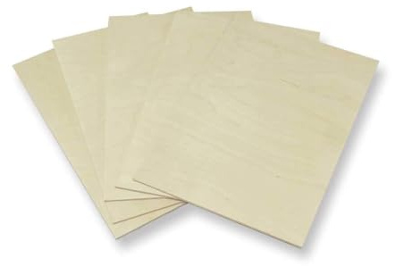 KF-Holz 10 Sperrholzplatten Pappel A6 (148x105x3mm) - Holzzuschnitte - Hochwertige Multiplex Holzplatten für Bastelarbeiten