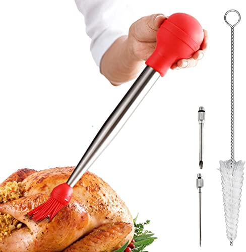Yusheng baster Pavo | Jeringa Baster para cocinar inyectores Carne | con inyectores Adobo Jeringa, Cepillo para rociar, Cepillo Limpieza Grueso y Cepillo Limpieza Fino