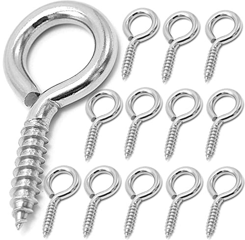 ZUSFUL 12 Stück M6 304 Edelstahl Schraubenösen, 2-1/2 Zoll Öse Schraubenösen, Heavy-Duty Schraubenösenbolzen, Tragfähigkeit 200 Pfund, für Innen- und Außenbereich geeignet