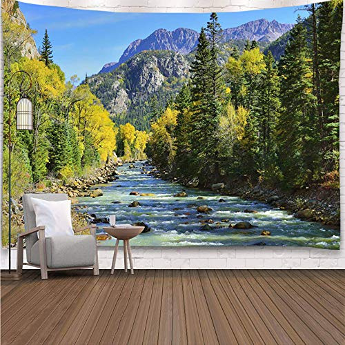YISURE Wandteppich Wald Natur Bäume Grün Kiefernbaum Landschaft | Wandbehang extra großer Wandteppiche für Zuhause Büro Wohnheim Innen- und Außendekoration, 355 x 230 cm