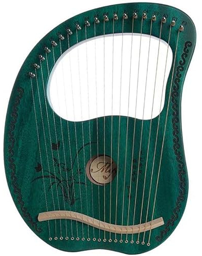 EIERFSKIOT Leier Harfe 19 Saiten Lyal Mahagoni Harfe Green Saiteninstrument mit Stimmschlüssel
