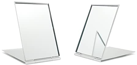 laeeyin Reisespiegel Taschenspiegel Reisespiegel Klein Kosmetikspiegel Handspiegel klappbar Ultradünn und Langlebig Spiegel Geeignet für Reisen, Büro Rasieren Camping und Make-up (2pcs8.5x5cm)