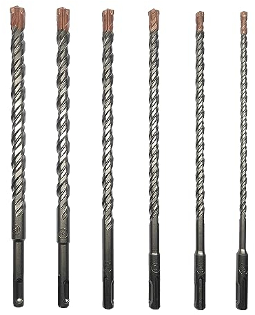 CAVATINY 6tlg SDS Plus Bohrer Set - SDS Hammerbohrer für beton, ziegel, zement, stein mit 4 Schneiden - inkl. Größen 6,8,10,12,14,16mm - SDS Plus-Schaft passend für Bohrhammer