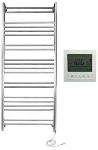 Manissa Tokyo 500 x 1200mm Designer Stainless Steel Electric Towel Rail Towel Warmer Mirror Polished Finish + Timer and Thermostat