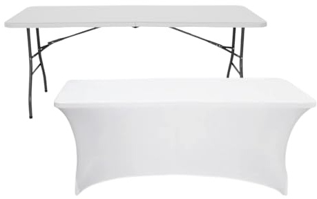 Klapptisch, 240 cm, weiß + Abdeckung für Catering 7house