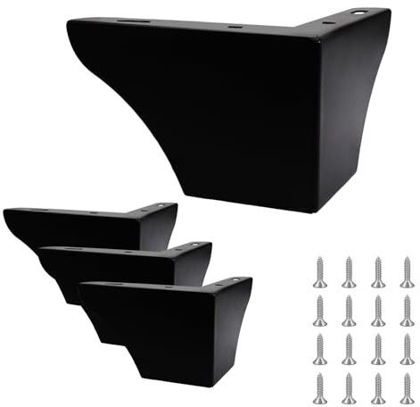 Cjueiom 7.5cm / 3 Inch Matte Black Furniture Legs Set of 4 | Modern Table Legs, Metal Wardrobe Legs, Sofa Foot Couch Legs Replacement, For Cabinet Cupboard Chair Ottoman
