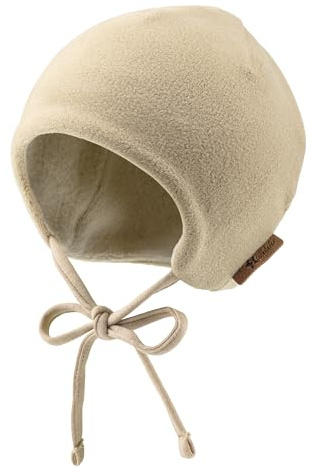 Sterntaler Beanie Fleece – warme Unisex Babymütze mit Ohrenklappen & Bindeband – kuscheliges Microfleece mit Baumwollfleece-Futter - Bequeme Wintermütze - ab Geburt – beige, Größe 37
