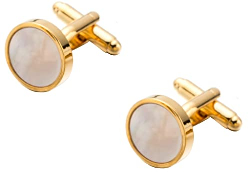 Manschettenknöpfe für Herren, vergoldet, Perlmutt-Kupfer, Geschenk, Party, Hochzeit, Anzug, Hemd, Knopf, Manschettenknöpfe (D 17 mm)