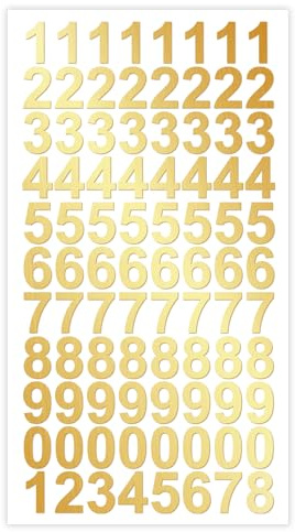Adesivi con numeri facilmente applicabili, 15 × 10mm, in oro lucido, adesivo di alta qualità, numeri da 0 a 9 resistenti all'acqua e alle intemperie