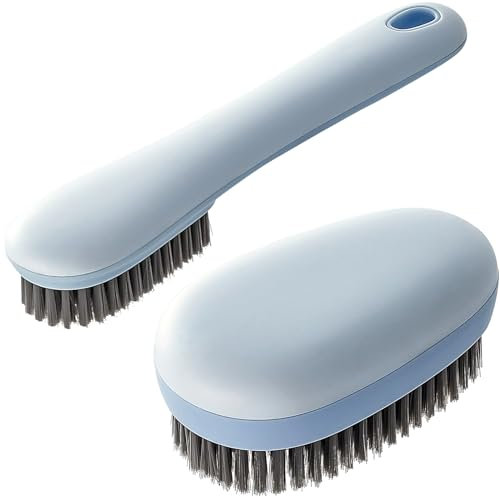 Laundry Stain Removal Brush Shoe Cleaning Brush 2 Pack Scrub Brush Set for Stains Small Scrub Brushes for Cleaning Easy Grip Household Cleaning Brushes Perfect for Cleaning Sneakers, Fabrics (Blue)