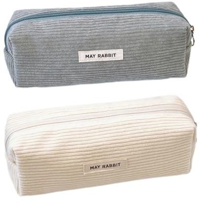 EHDWXVZM 2 Stück Cord-Bleistiftbeutel, Lern-Briefpapier-Aufbewahrungstasche, Einfache Schreibwaren-Tasche, Mädchen-Bleistiftbeutel, Schulbedarf