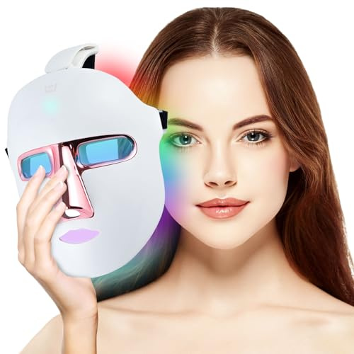 LED Gesichtsmaske Infrarot Photonenlichttherapie Gesichtsgerät zur Hautstraffung Wiederaufladbare Beauty Maske für die tägliche Hautpflege rotes und blaues Licht