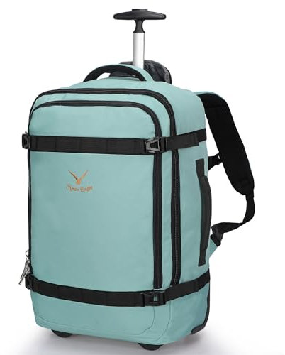 Hynes Eagle 42L Trolley Rucksack Reisetasche mit Rollen Handgepäck Handgepäckkoffer für Reisen und Business 17 Zoll 54x35x23cm mit Wasserflaschentasche Grün