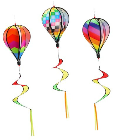 ANDRESLAD 3er Set Regenbogen Heißluftballon Windspiele Für Den Garten Bunte Garten Windmühlen Deko Für Und Als Outdoor Dekoration Windwirbel Für Den Außenbereich