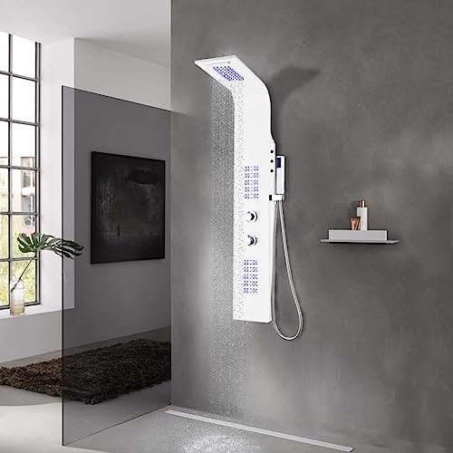 Générique Panneau de Douche Aluminium 20x44x130 cm Blanc,Jets pour baignoires & douches,10.77KG-142995